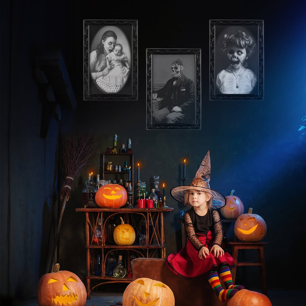 Halloween Decoration 3D Changing Face Moving Picture Frame Portrait Ho
