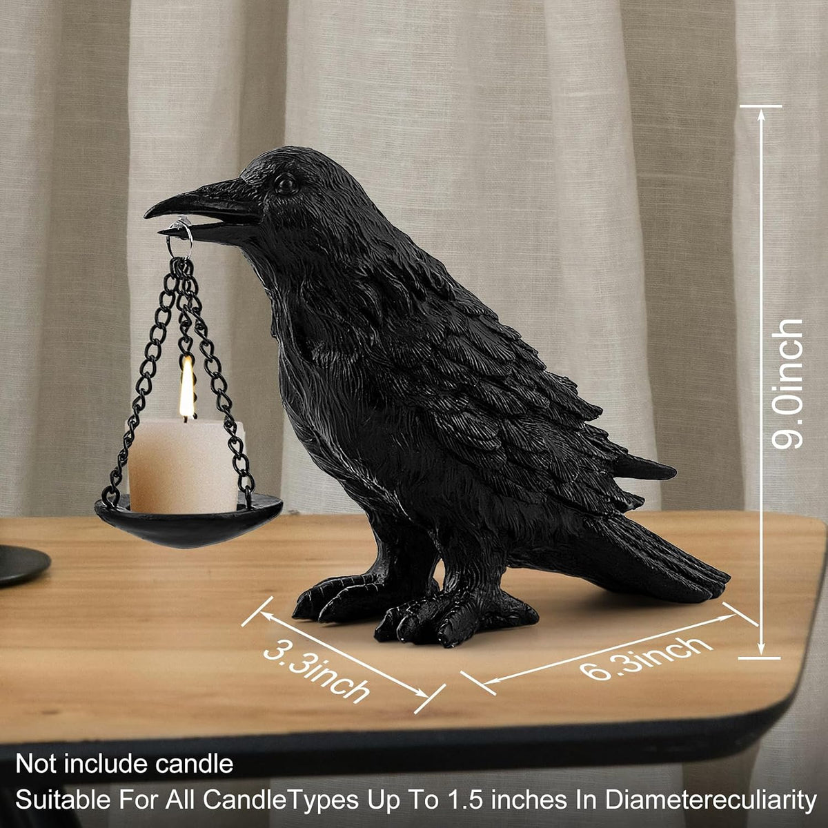 Gothic Raven Candle Holder with Tealight Tray